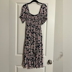 Abercrombie & Fitch Smocked Floral Midi Dress